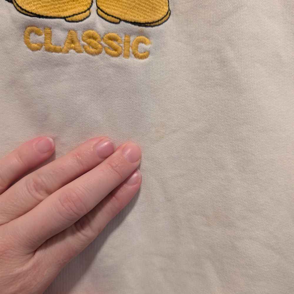 VINTAGE 90s Mickey & Co Cream Pullover Oversized Boxy Varsity Sweatshirt - Picture 3 of 10